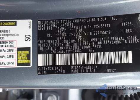 2024 Toyota Corolla Cross Xle from USA, damaged, VIN 7MUDAABG1RV104883